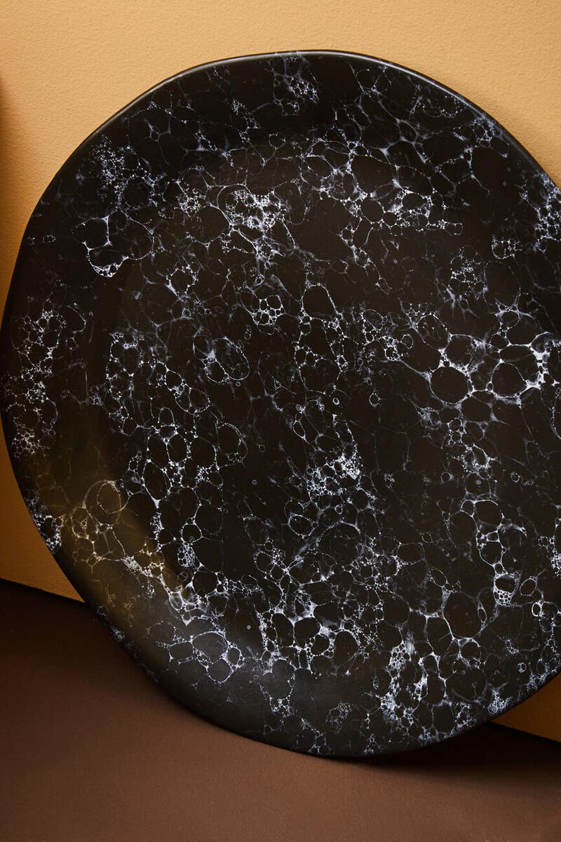 Hygge Black Marble Effect Pizza Plate