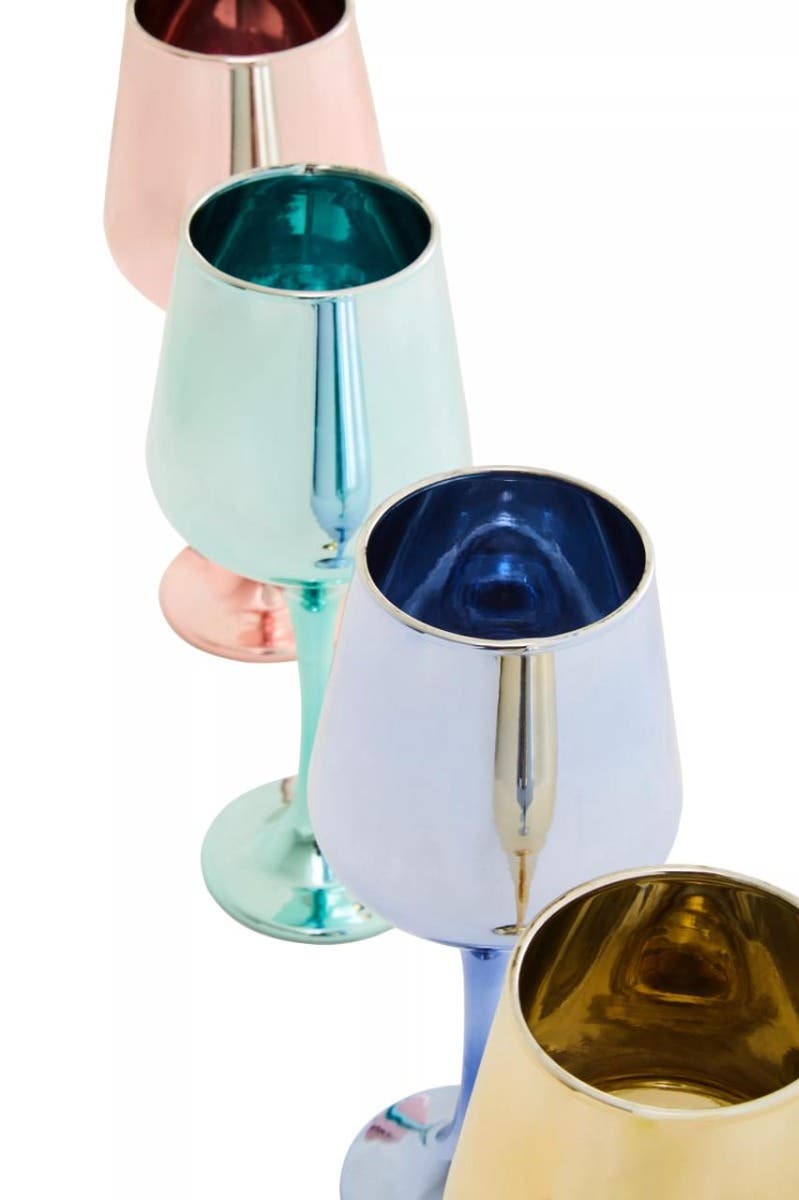 Aurora Set Of Four Wine Glasses In Assorted Colours