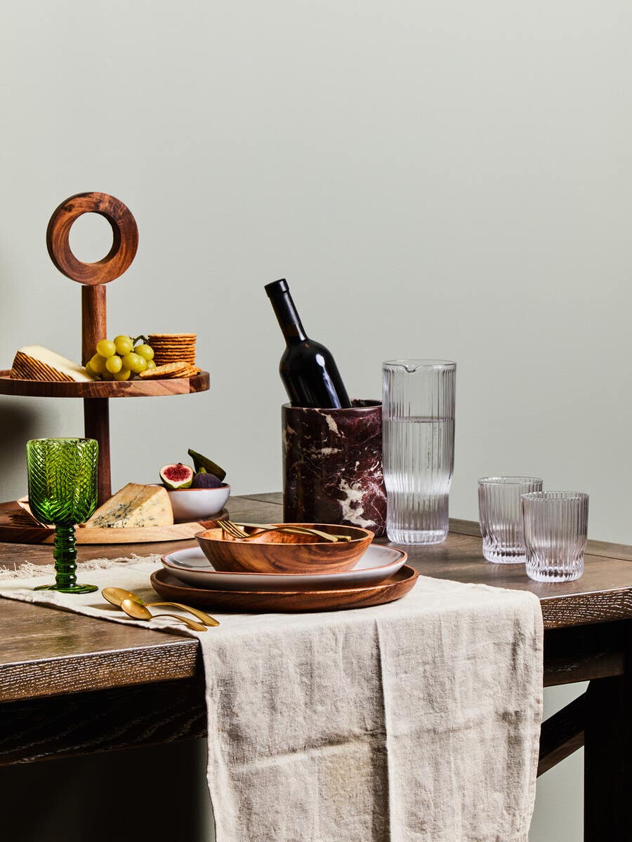 Juno Ribbed Glass And Jug Three Piece Set