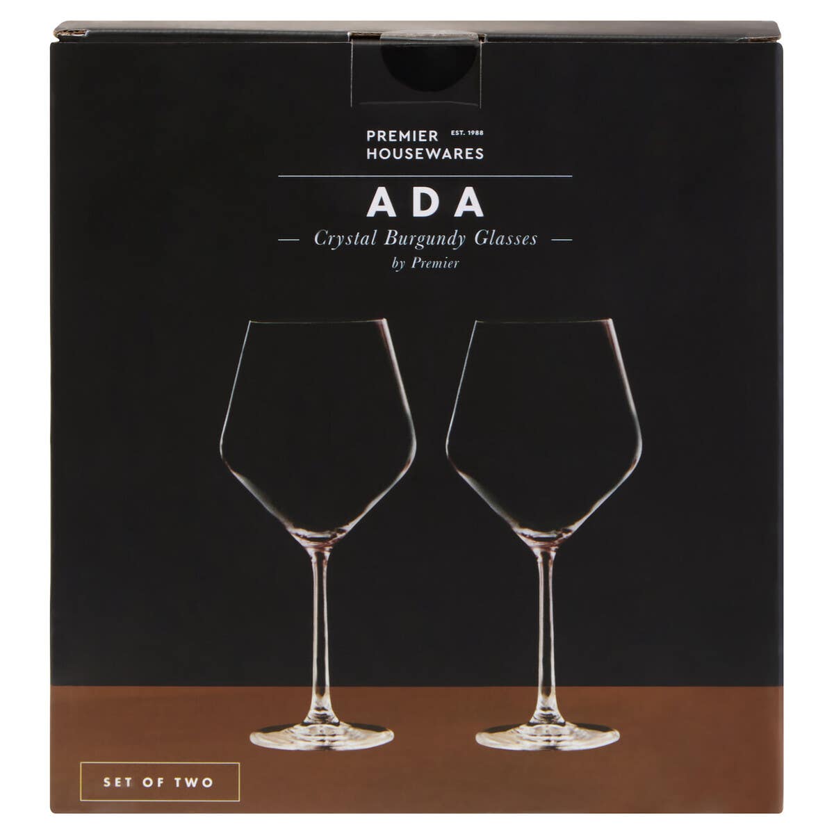 Ada Set Of 2 Crystal Burgundy Glasses