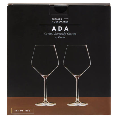Ada Set Of 2 Crystal Burgundy Glasses