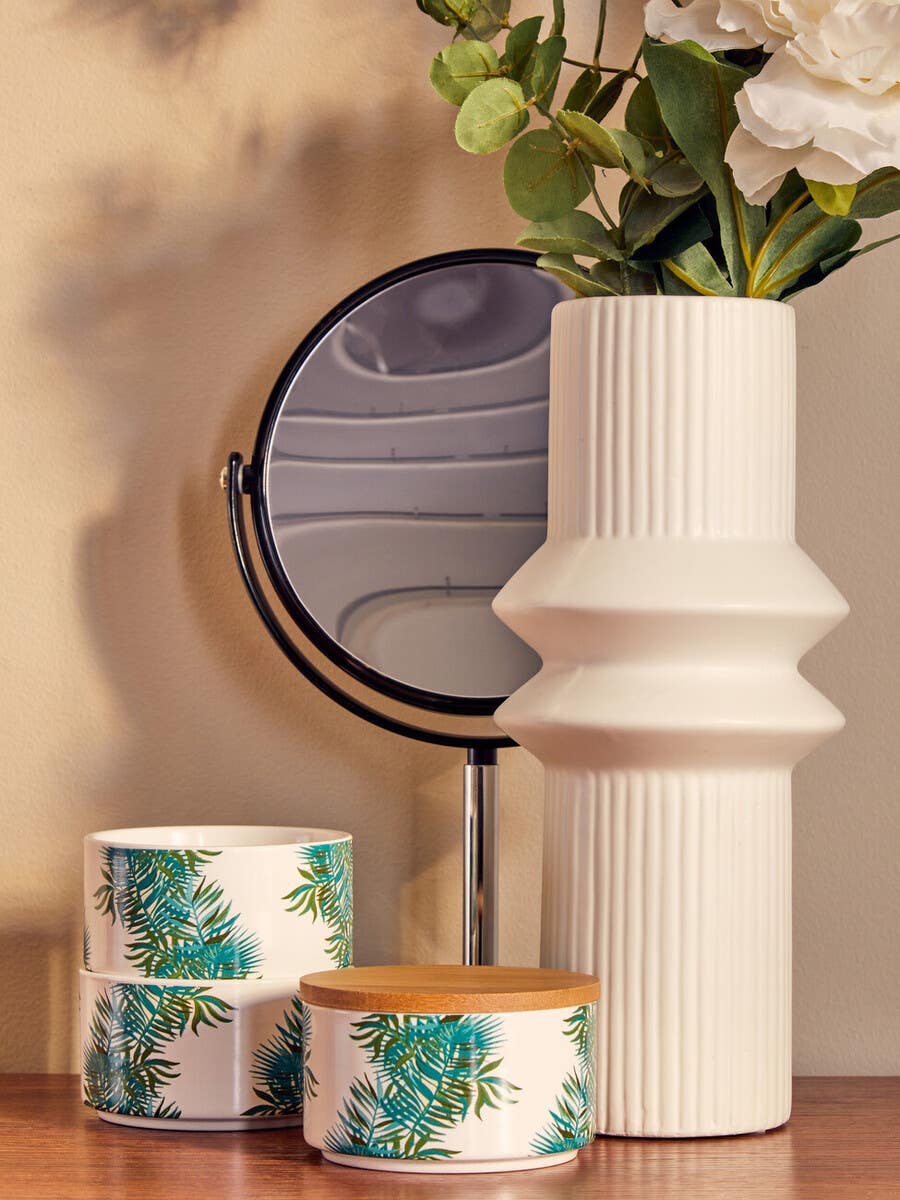 Winter Palm Set Of Three Stackable Canisters