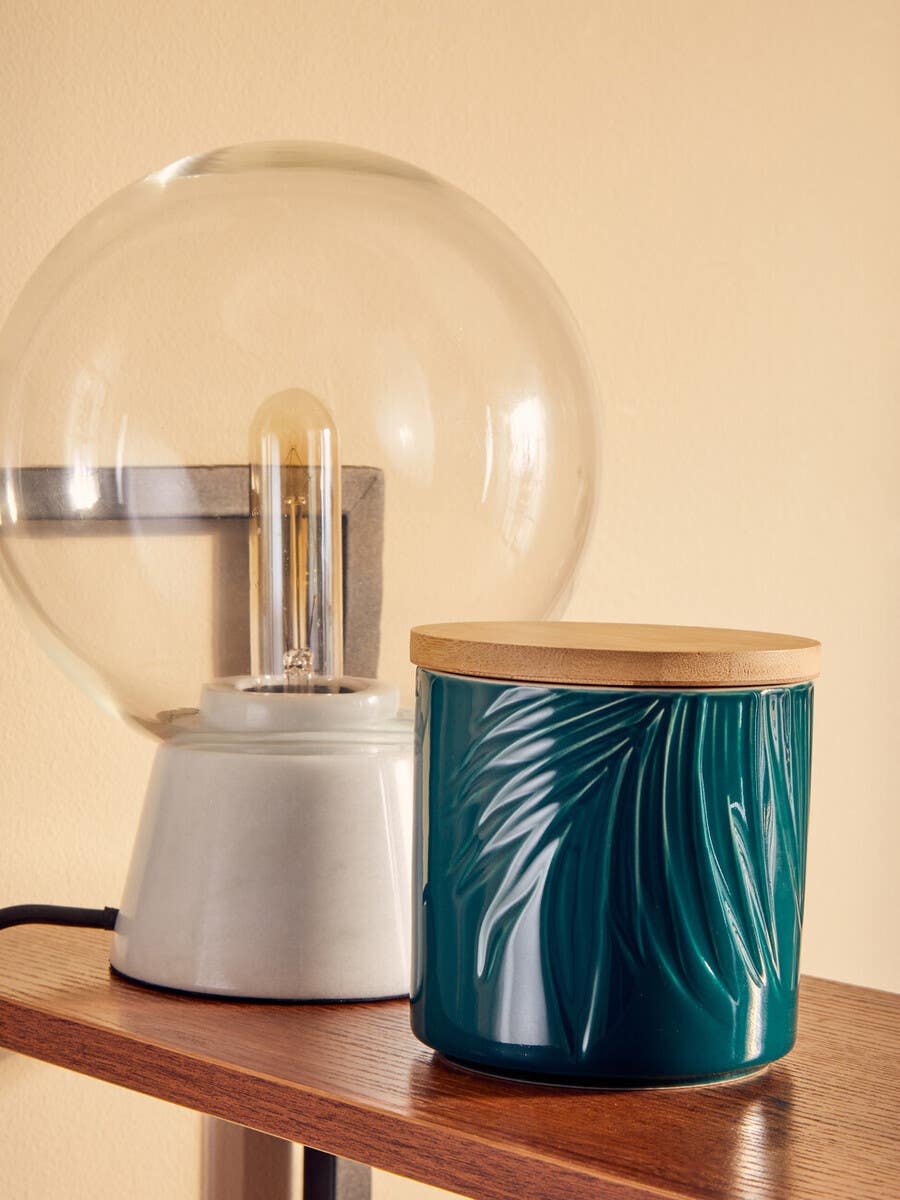 Bali Dark Green Small Storage Jar With Bamboo Lid