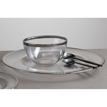 Ida Glass Charger Plate With Silver Rim