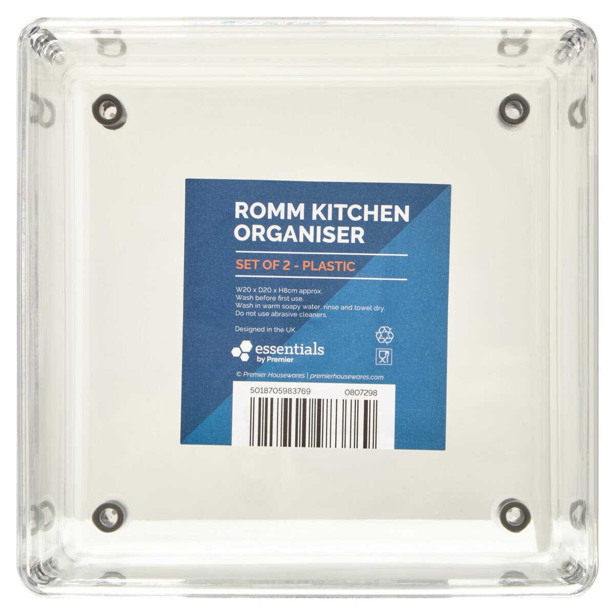 Romm Set Of Two Square Pantry or Fridge Organisers