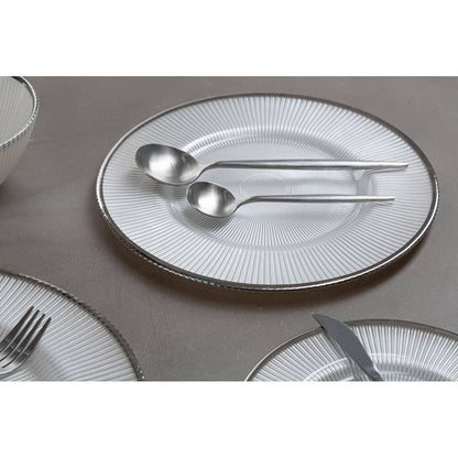 Modern Retro 16 Piece Matte Silver Cutlery Set