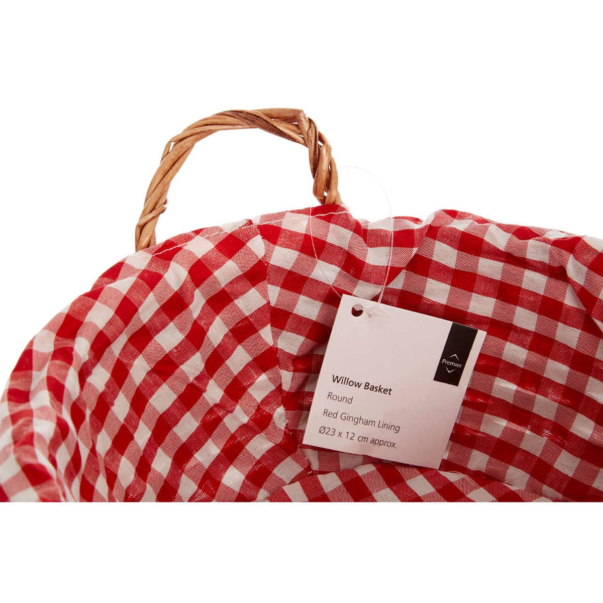 Orla Red Gingham Lining Round Willow Bread Basket