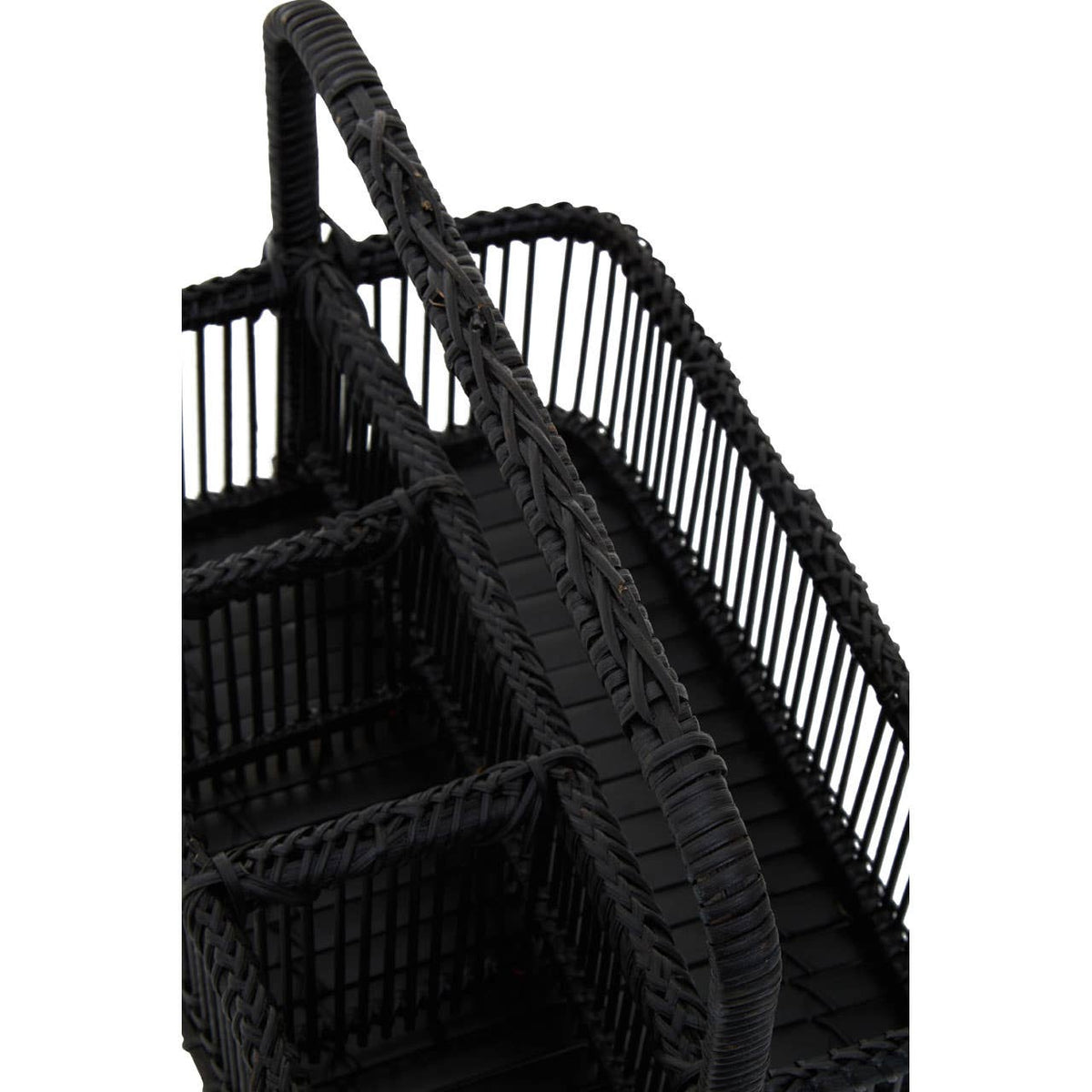 Ezell Black Rattan And Bamboo Caddy