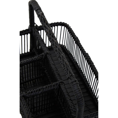 Ezell Black Rattan And Bamboo Caddy