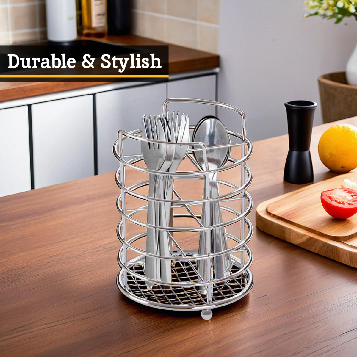 Soren Chrome 4 Section Cutlery Caddy