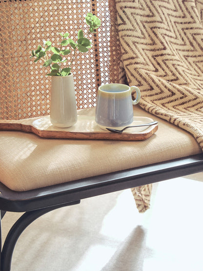 Kara Mango Wood Paddle Serving Board with White Enamel