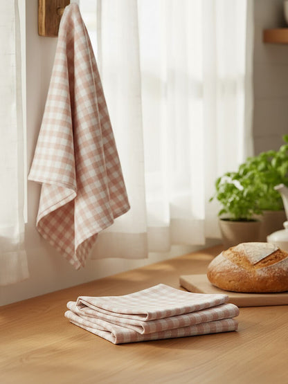 Doro Set Of Three Amber And White Tea Towels