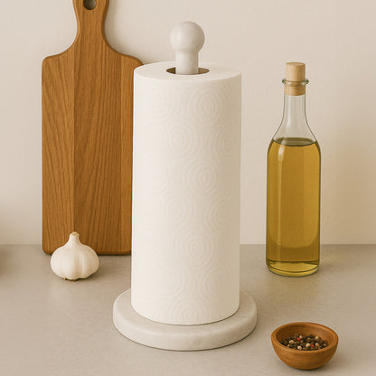 Kindia White Marble Kitchen Roll Holder