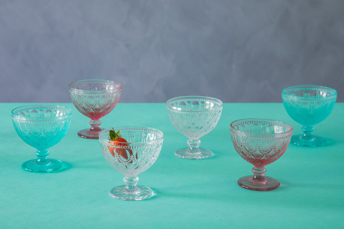Fleur Set Of Two Blue Glass Sundae Dishes