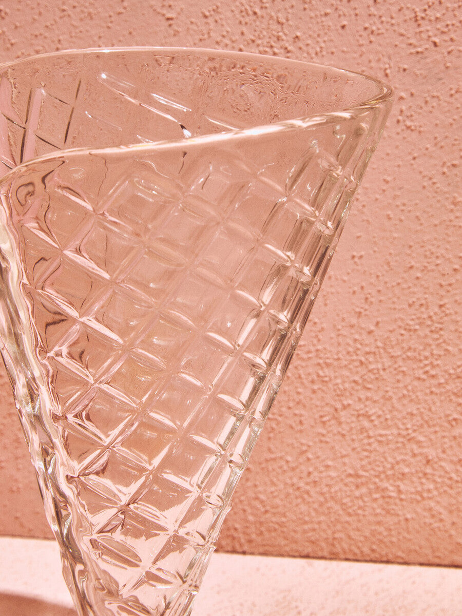 Torta Set of Four Waffle Cone Design Glass Sundae Dishes