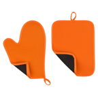 Cook Nook Orange Neoprene Oven Glove And Pot Holder Set