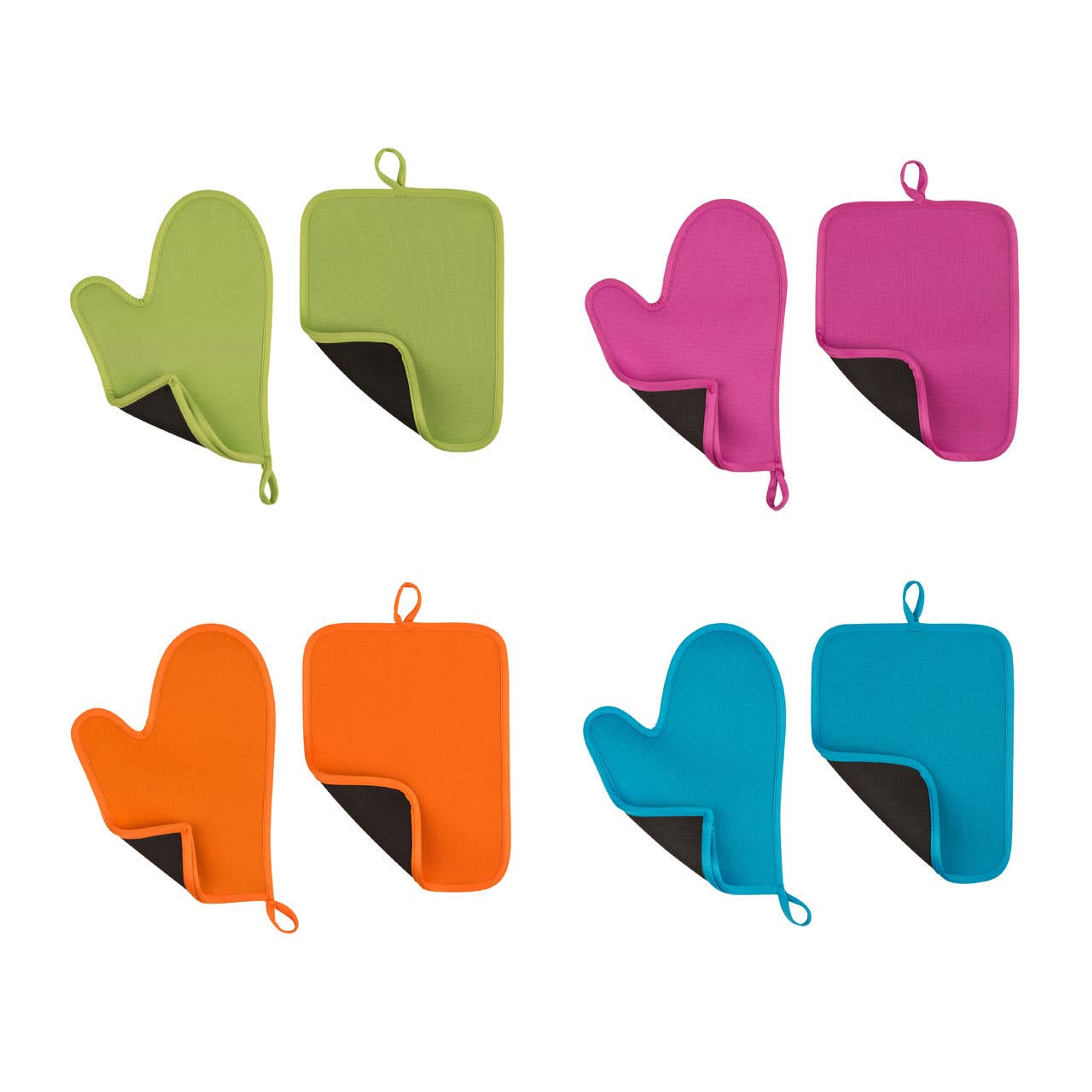 Cook Nook Orange Neoprene Oven Glove And Pot Holder Set