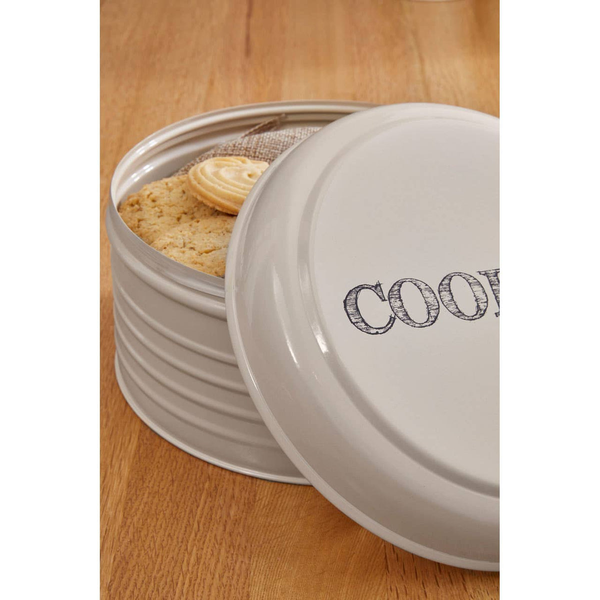 Sketch Cream Finish Round Biscuit Tin