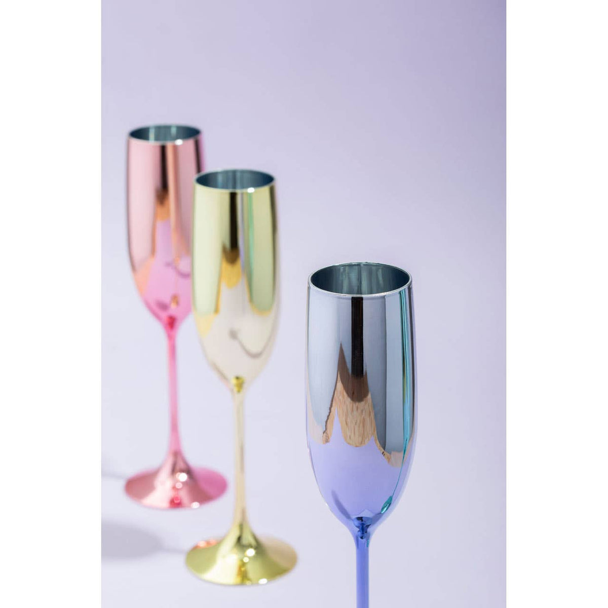 Mimo Set Of 4 Multicolour Champagne Glasses