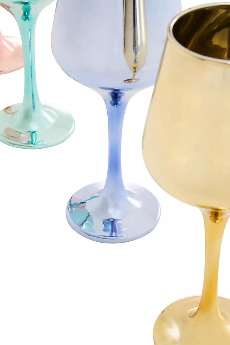 Aurora Set Of Four Wine Glasses In Assorted Colours