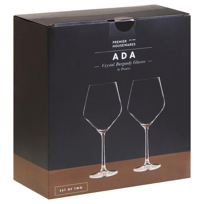 Ada Set Of 2 Crystal Burgundy Glasses