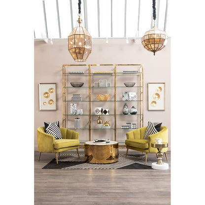 Hiba Gold Finish Bamboo Effect Mirrored Tray