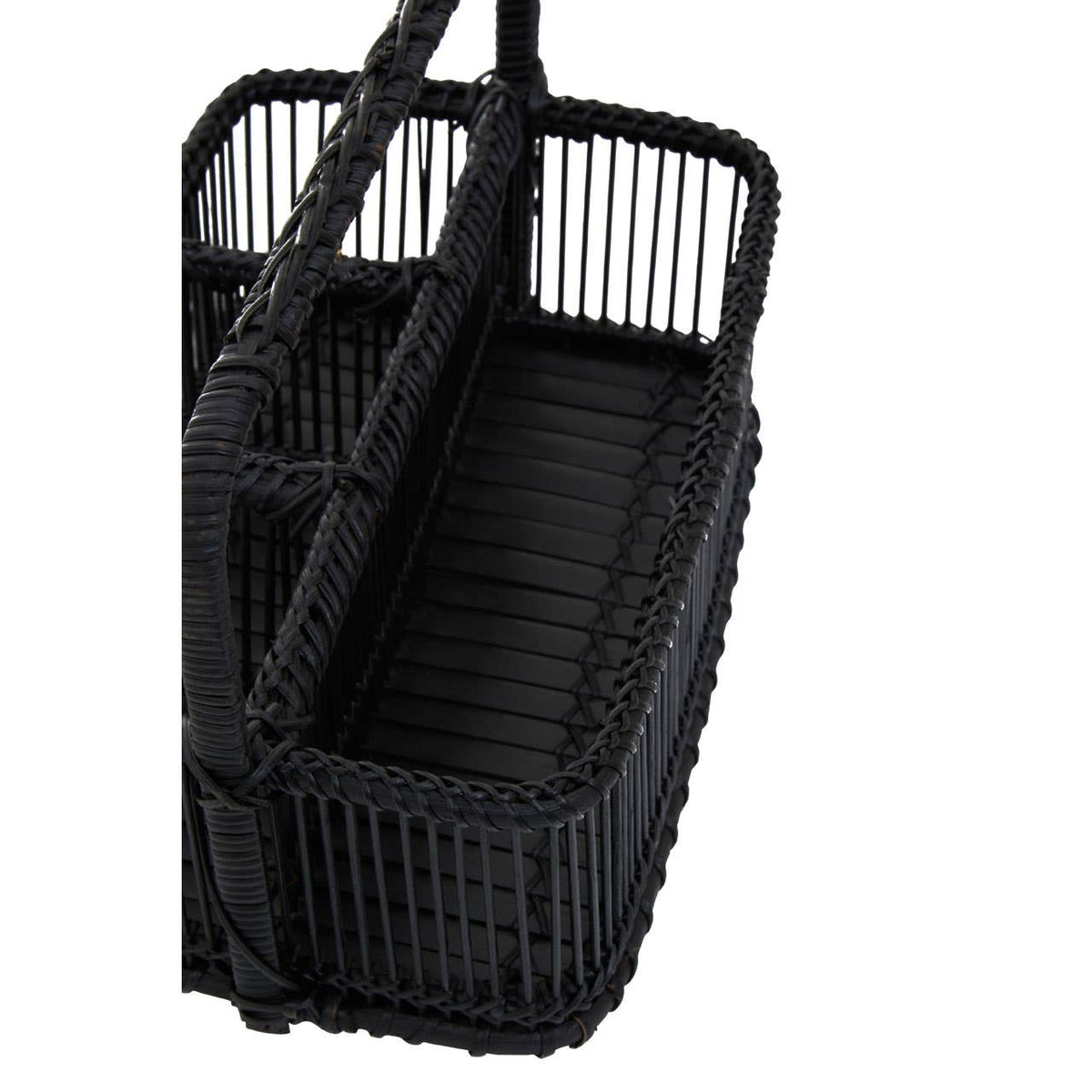 Ezell Black Rattan And Bamboo Caddy