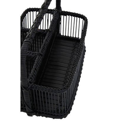 Ezell Black Rattan And Bamboo Caddy