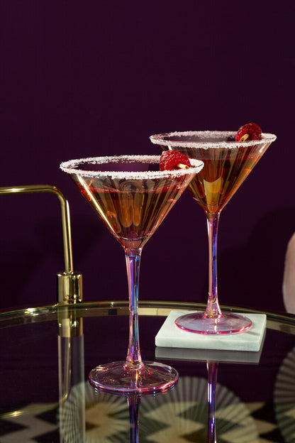 Frosted Deco Set of 2 Martini Glasses