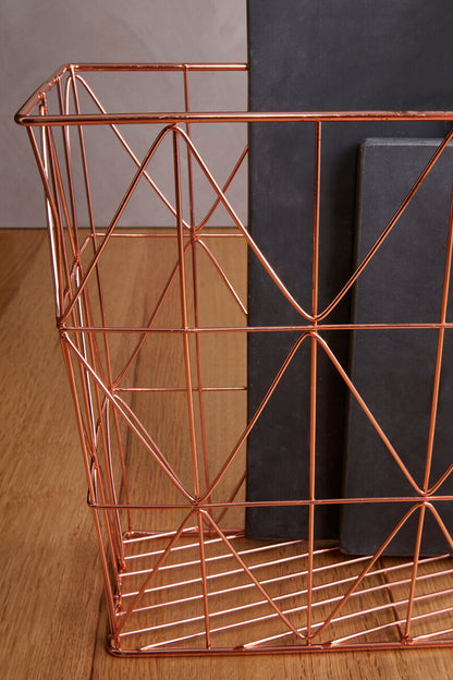 Vertex Copper Finish Zigzag Wire Basket