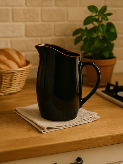 Calisto Terracotta Black Glazed Pitcher