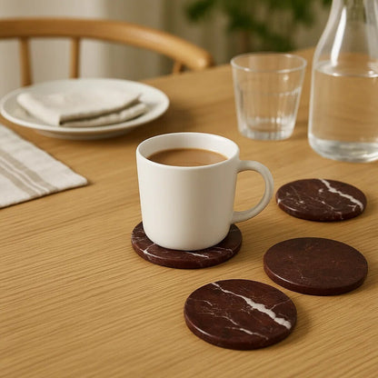 Salmo Set of Four Red Marble Coasters