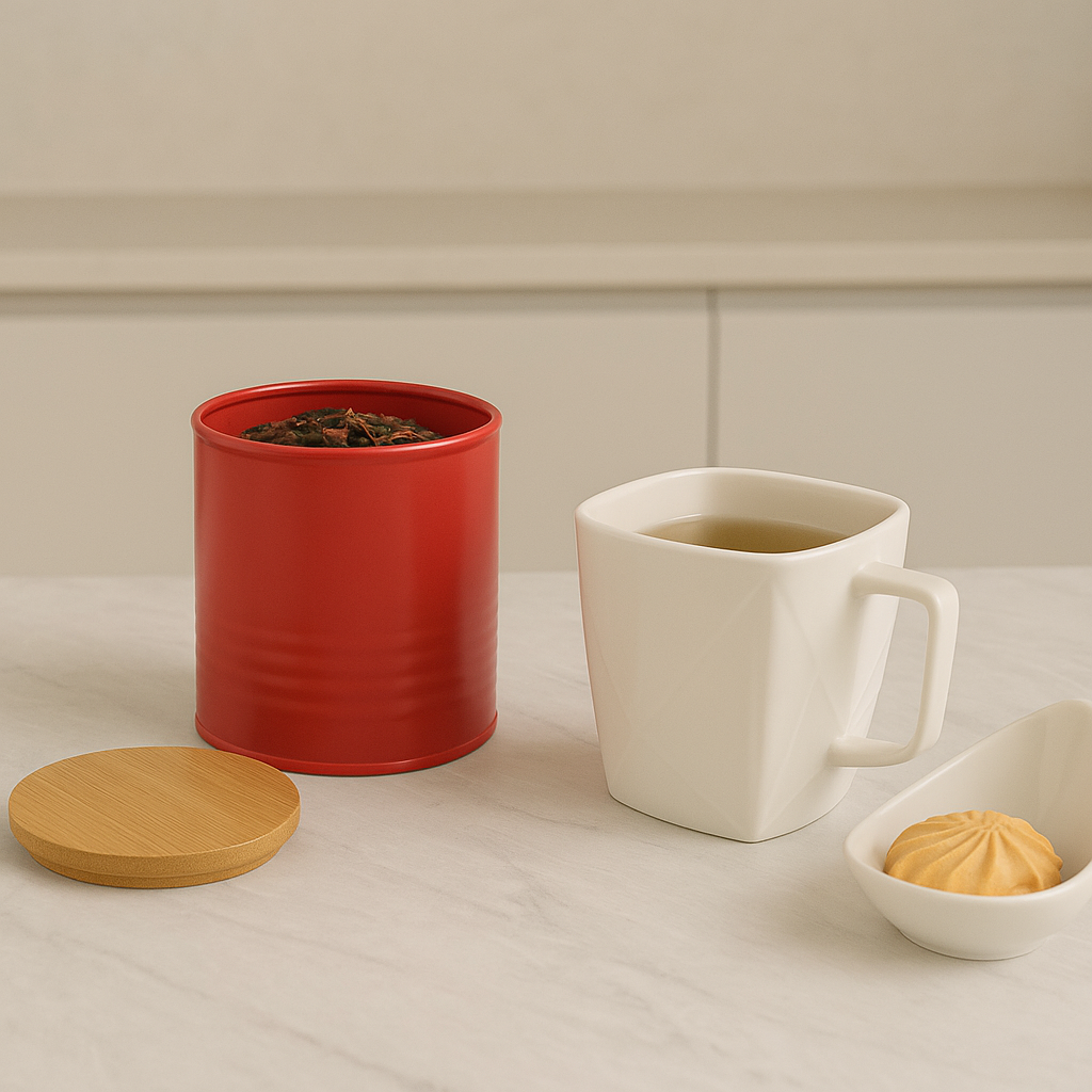 Set Of Three Alton Red Cannisters