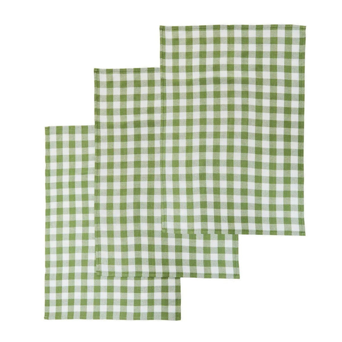 Doro Set Of Three Green And White Tea Towels
