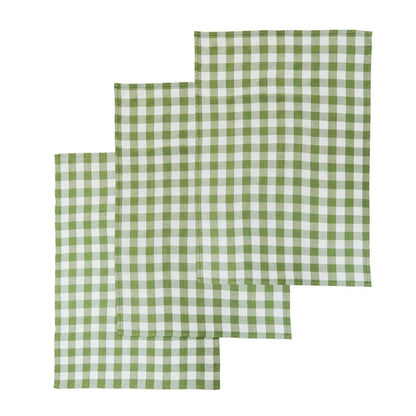 Doro Set Of Three Green And White Tea Towels