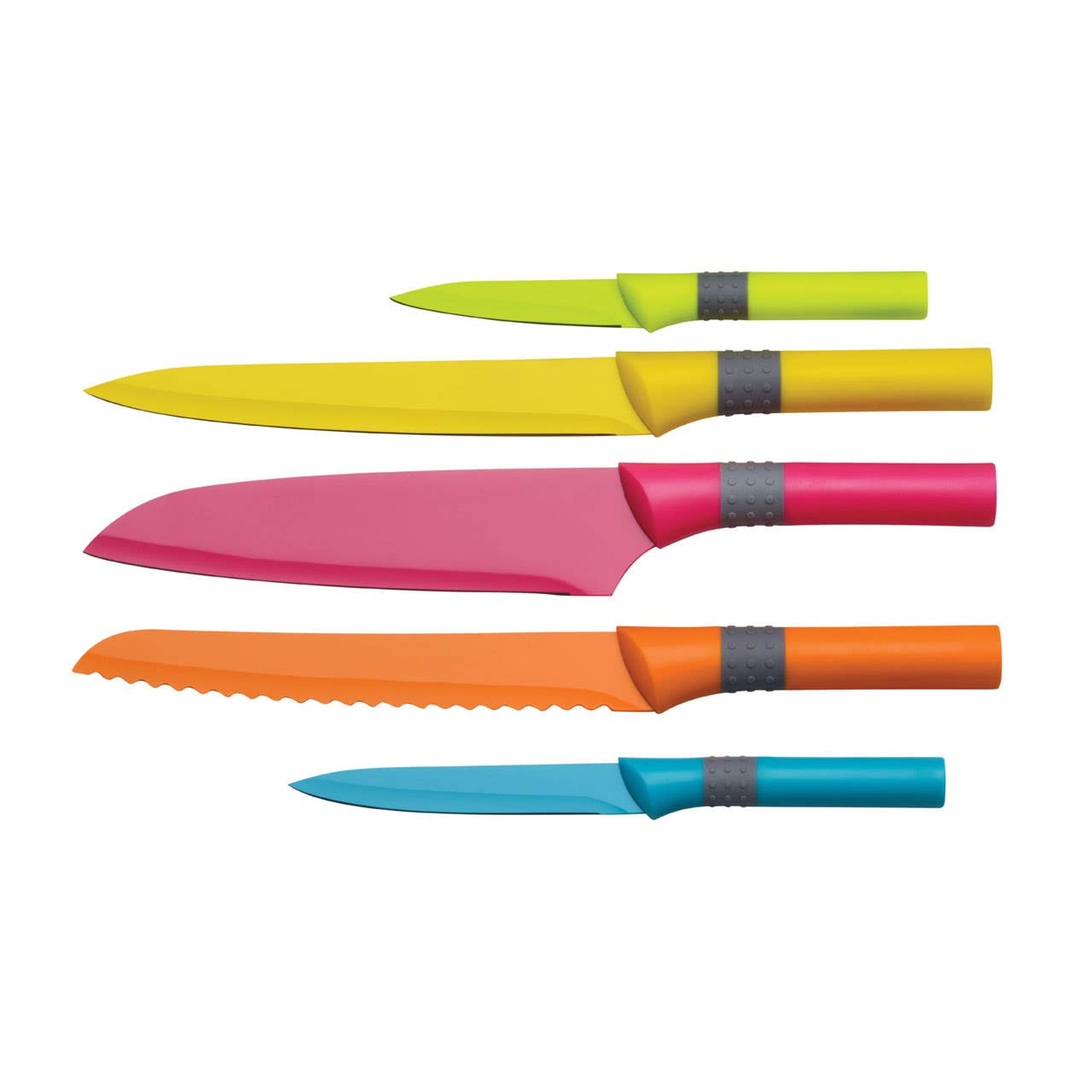 Cook Nook Living Colour 5Pc Knife Set With Rubber Handle
