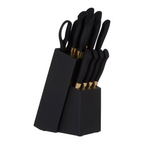 Cook Nook Corsico 11 Piece Black and Gold Knife Set with Block