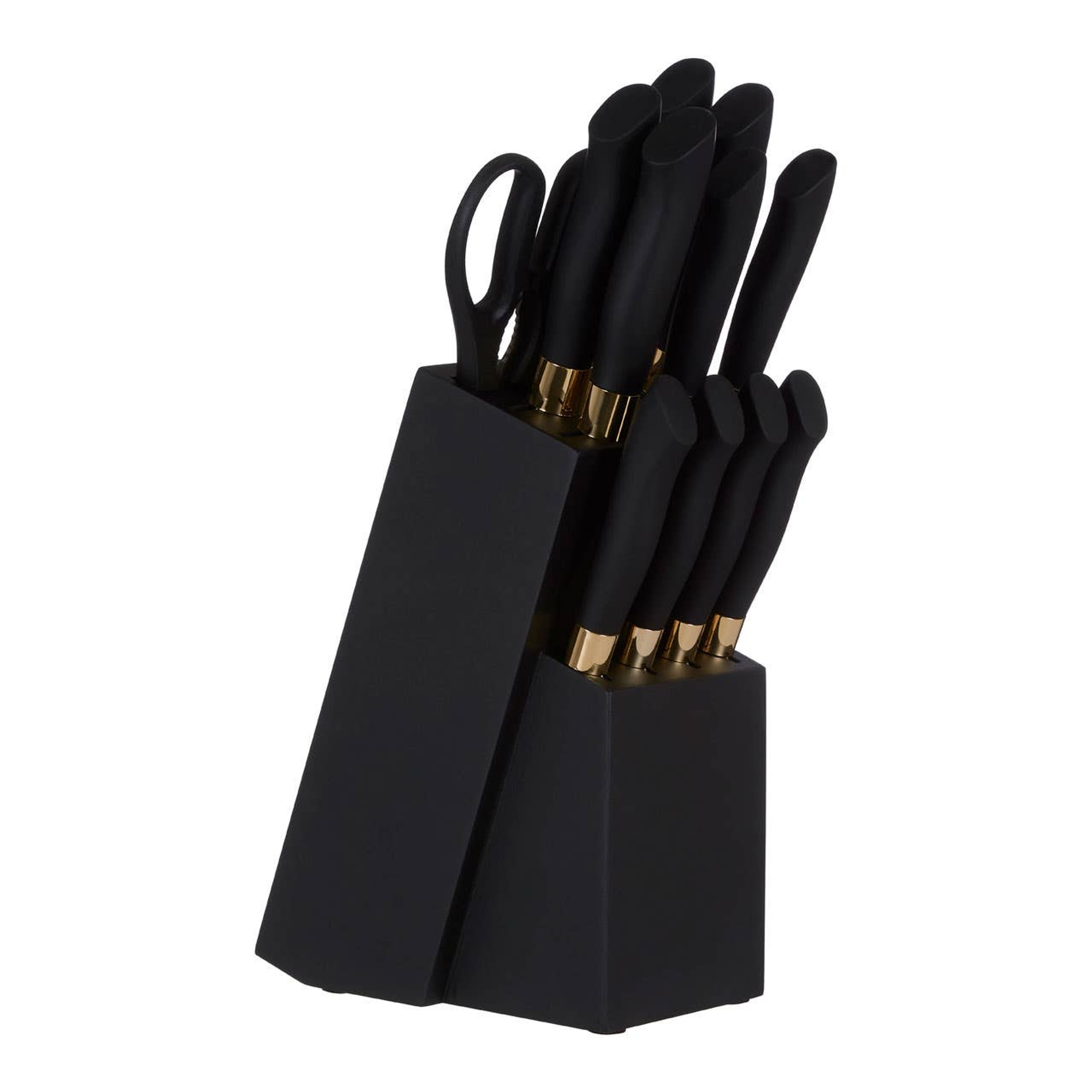 Cook Nook Corsico 11 Piece Black and Gold Knife Set with Block
