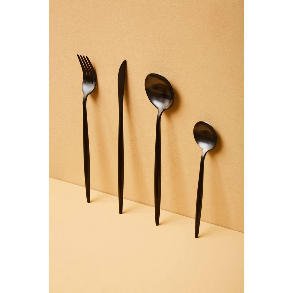 Cook Nook Modern Retro 16 Piece Matte Black Cutlery Set