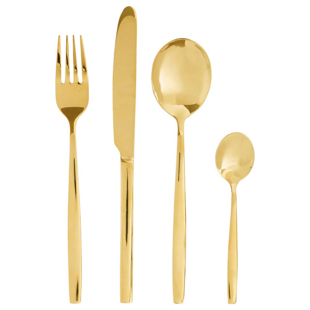 Cook Nook Avie 16 Piece Gold Finish Stainless Steel Cutlery Set