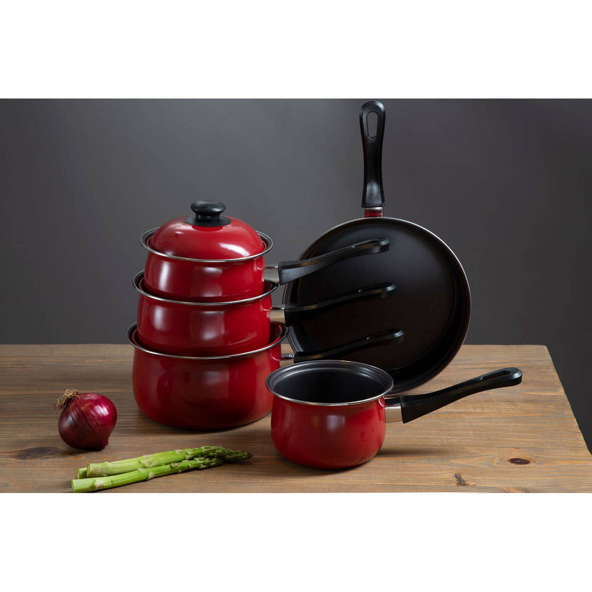 Viggo Red Non Stick 5 Piece Cookware Set