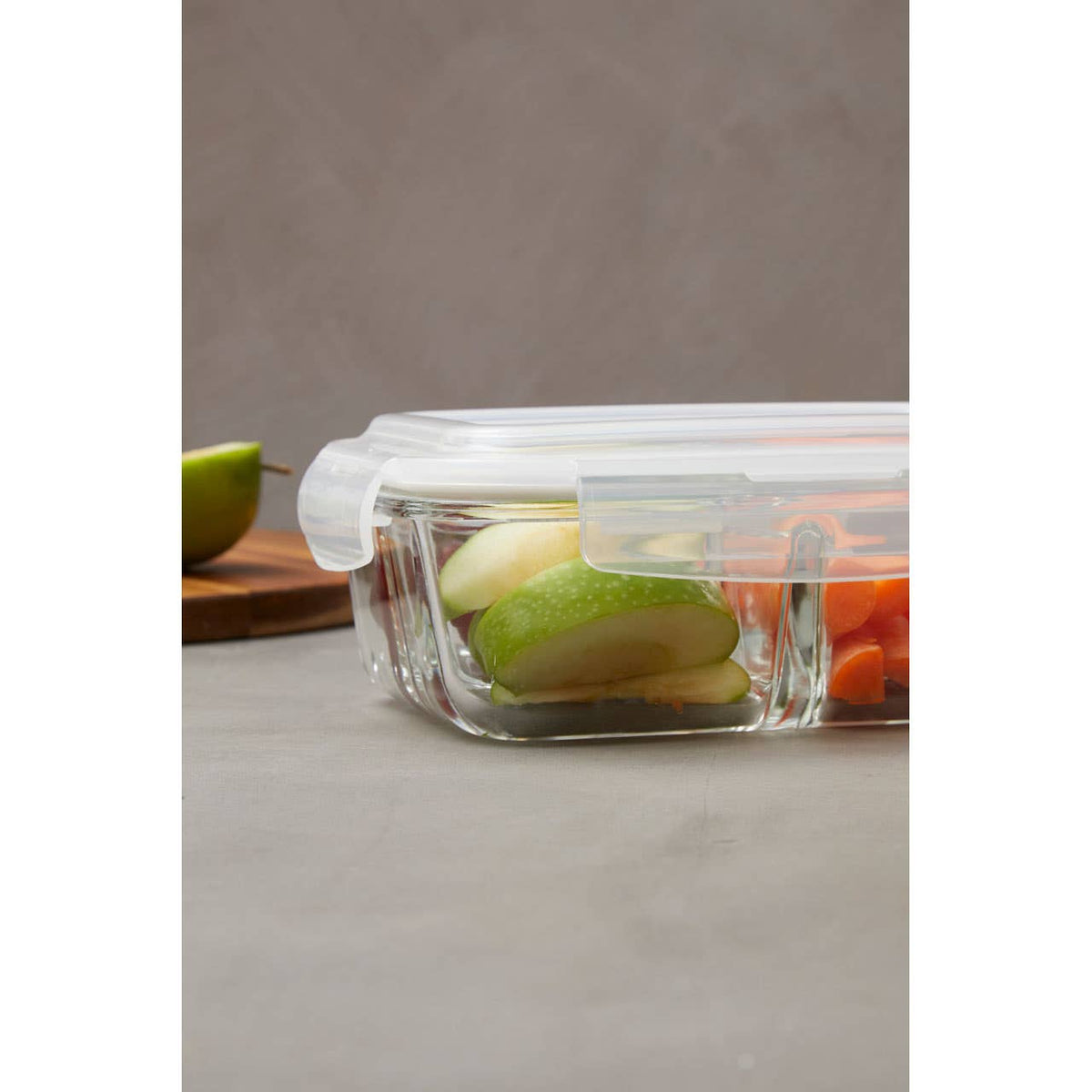 Freska 3 Section Rectangular Glass Container With Lid 1040 ml