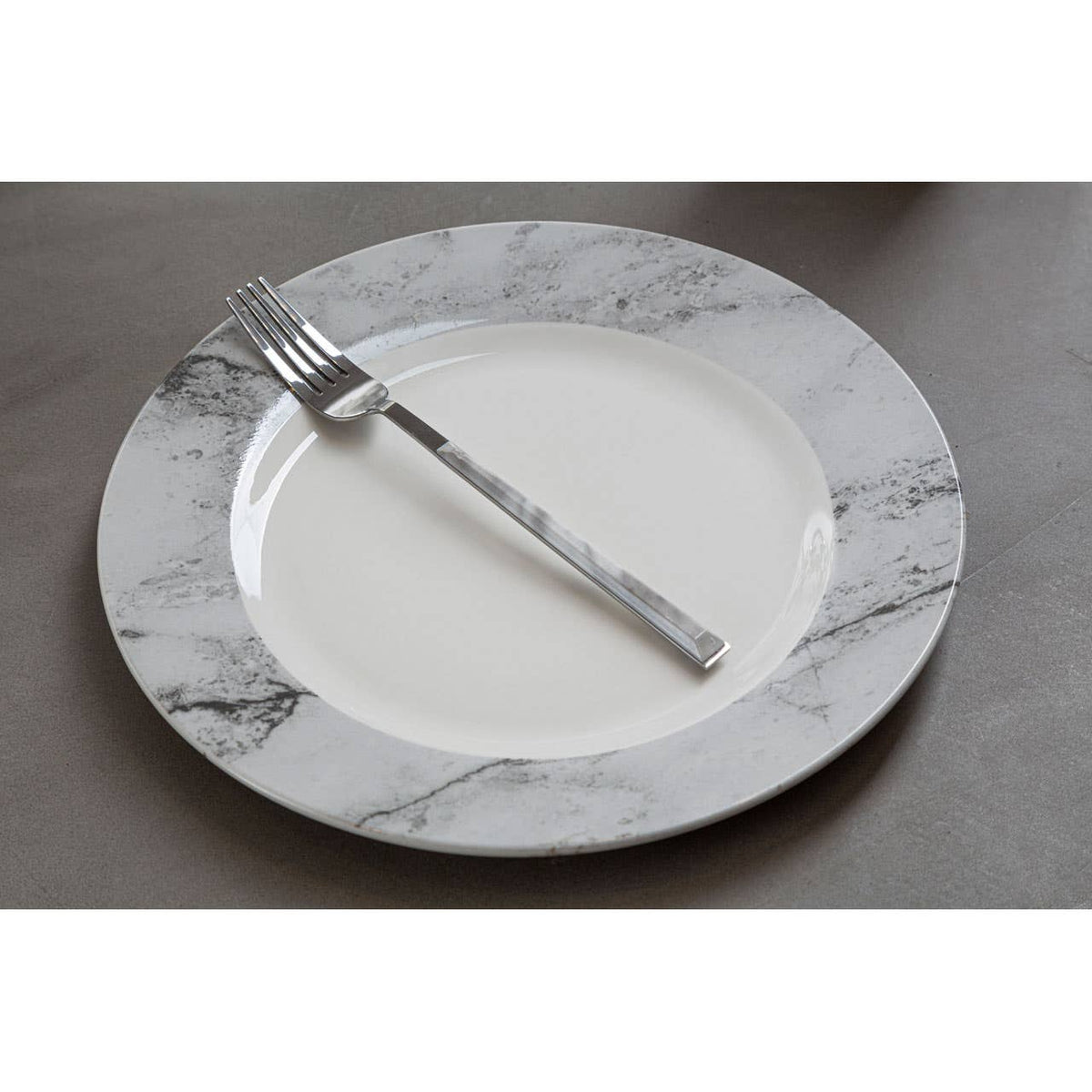 Avie 16 Piece White And Grey Marble Design Dinner Set