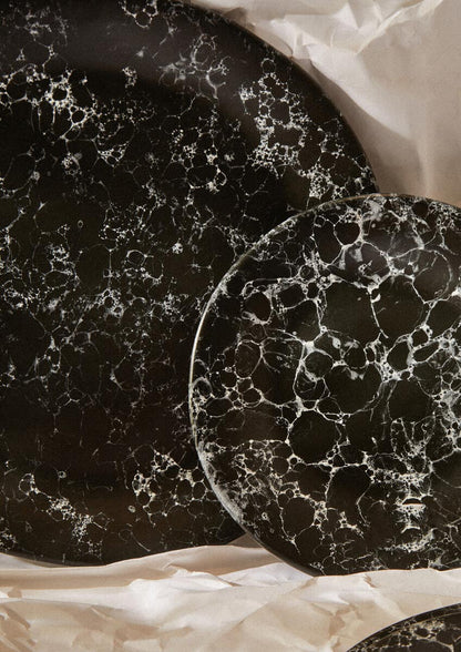 Hygge Black Marble Effect Pizza Plate