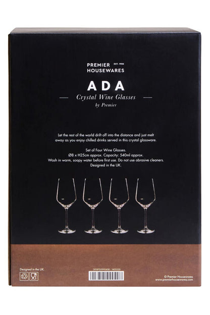 Ada Set of 4 Crystal Wine Glasses