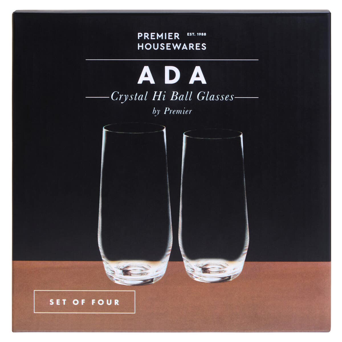Ada Set Of 4 Crystal High Ball Glasses
