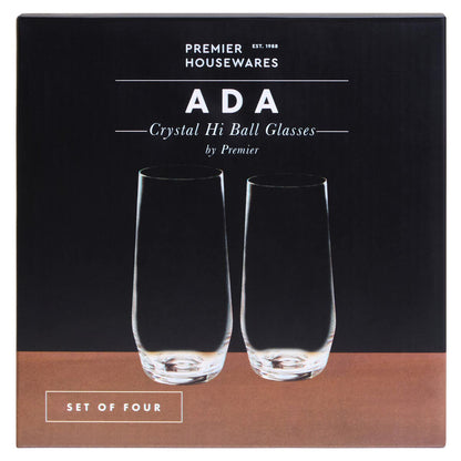 Ada Set Of 4 Crystal High Ball Glasses