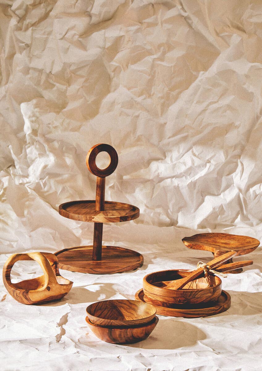 Rosi Large Round Sheesham Wood Tray