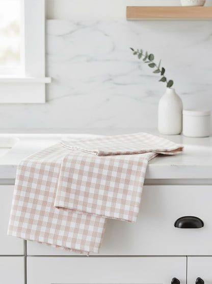 Doro Set Of Three Amber And White Tea Towels