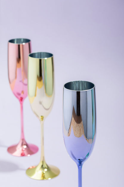Mimo Set Of 4 Multicolour Champagne Glasses